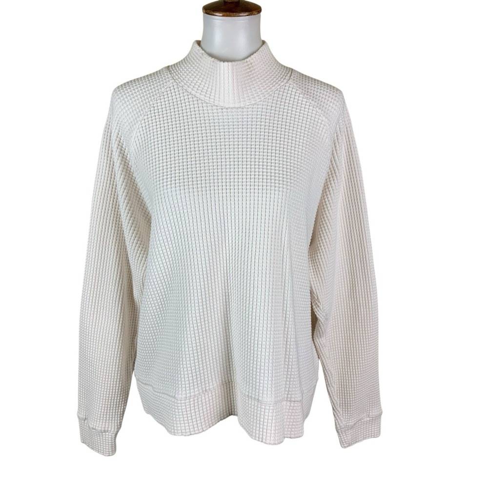 The North Face White Waffle Knit Turtleneck Pullover Cozy Women XXL